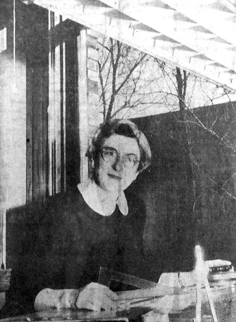 Professor Grace Wilson, as featured in the Champaign-Urbana News Gazette on February 2, 1957.