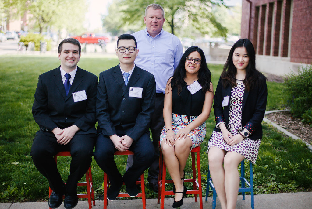 From left to right: Timothy Szaflarski, Tianqi Wu, Perla Morales, and Jing Yu