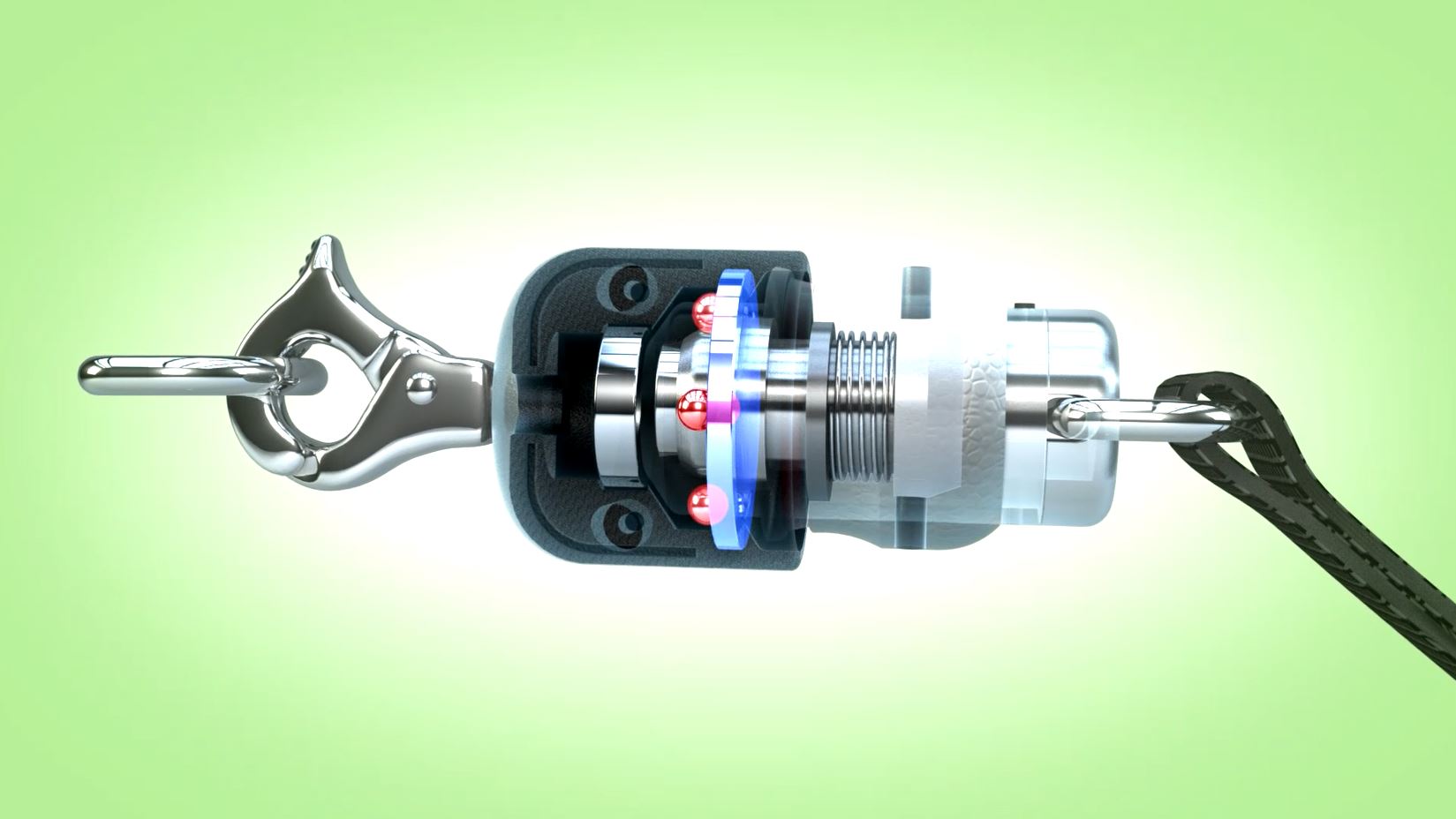 A drawing of the ThunderSnap magnetic leash mechanism.