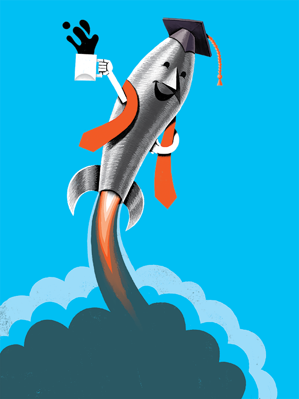 Rocket illustration for ISE by Miriam Martincic.