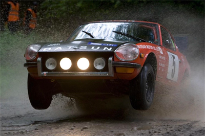 1970 Datsun 240Z Works-Spec Rally Car at Rally Show at Chatsworth House in England.